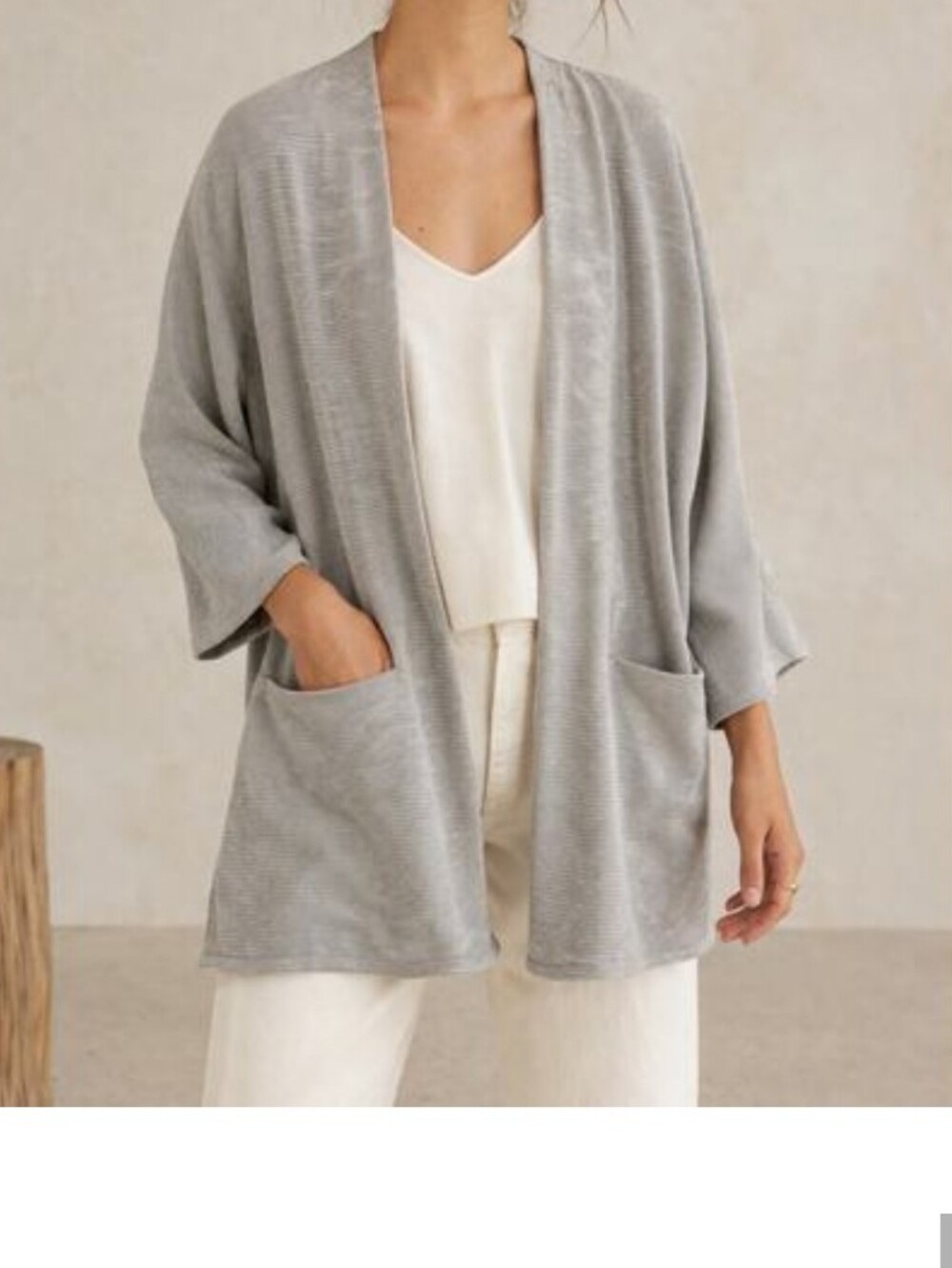 Donnie By Anthropologie Finely Ribbed Open Front Cardigan With Pockets